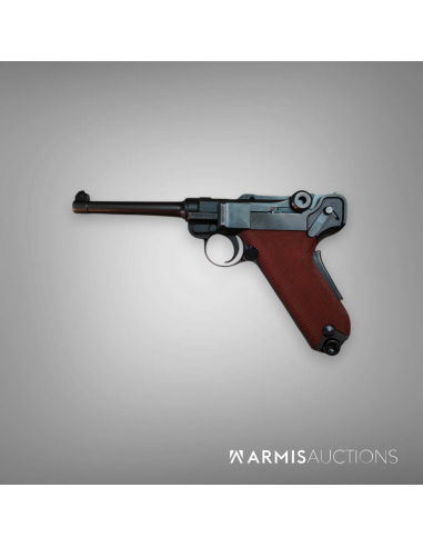 Pistolet semi-automatique Waffenfabrik Bern d'ordonnance 1906/29 plaquettes canevasite rouge