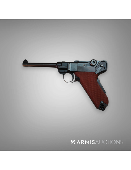 Pistolet semi-automatique Waffenfabrik Bern d'ordonnance 1906/29 plaquettes canevasite rouge
