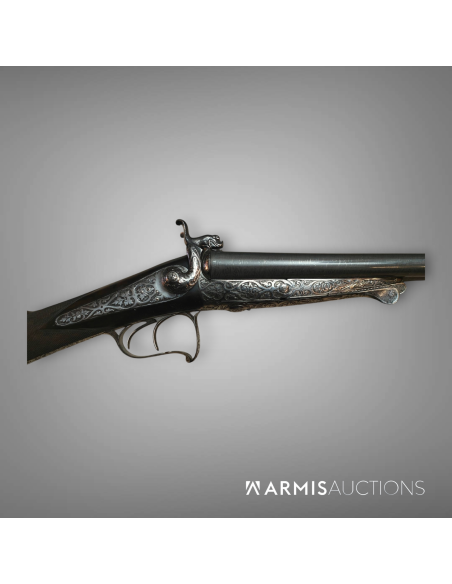 Exceptionnel fusil de chasse à broches Fini par Perrin à Paris Exceptionnel fusil de chasse à broches Fini par Perrin à Paris