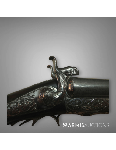 Exceptionnel fusil de chasse à broches Fini par Perrin à Paris