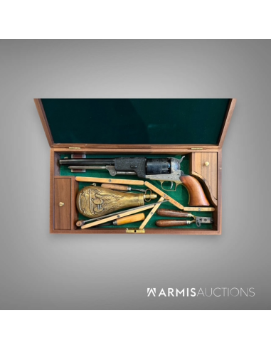 Revolver à percussion Colt Walker 1847 gravé en coffret avec accessoires