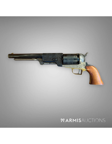 Revolver à percussion Colt Walker 1847 gravé en coffret avec accessoires