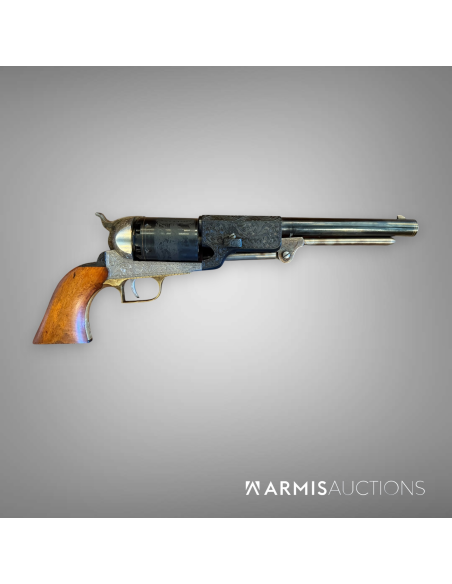 Revolver à percussion Colt Walker 1847 gravé en coffret avec accessoires